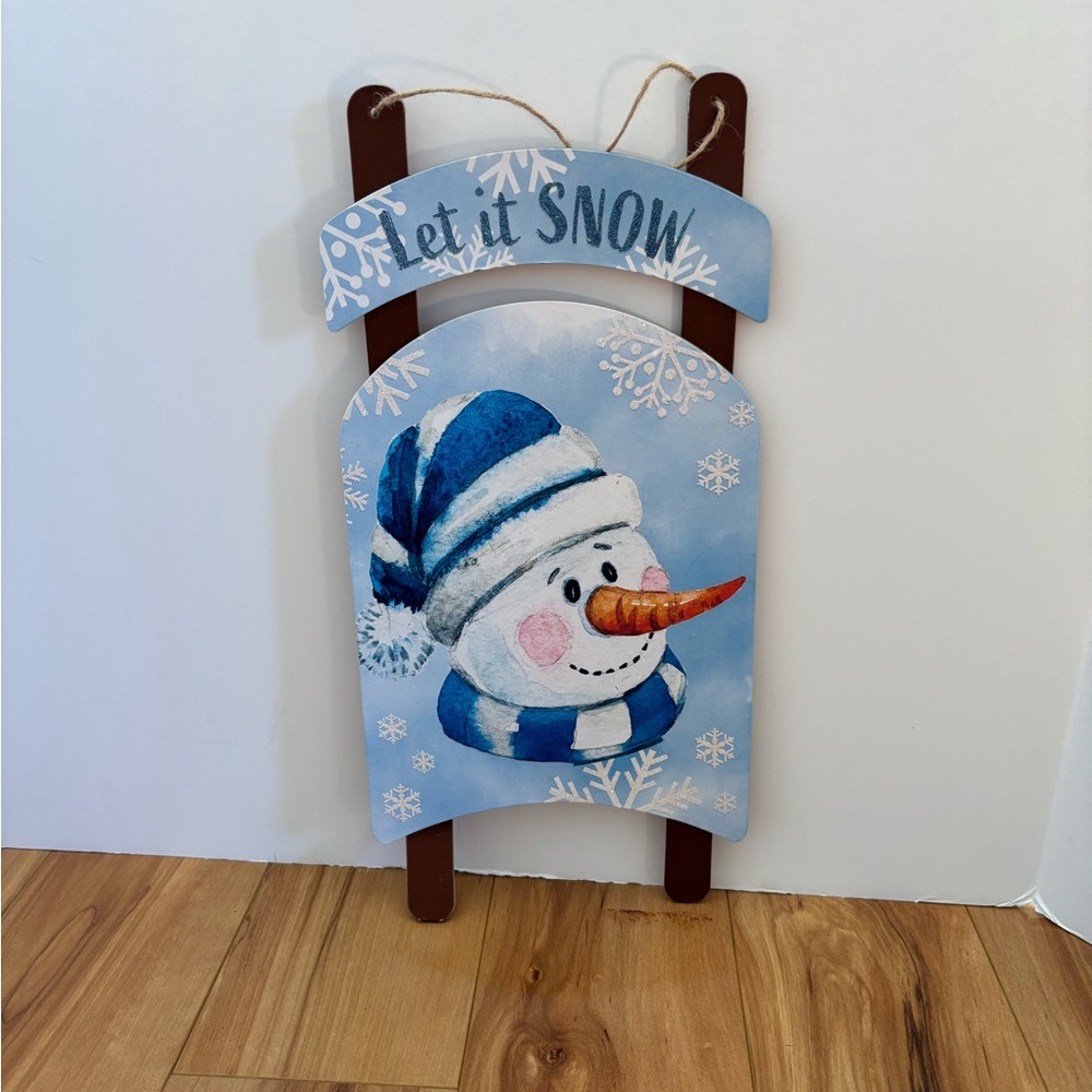 Snowman Holiday Wall Decor with Blue Accents
